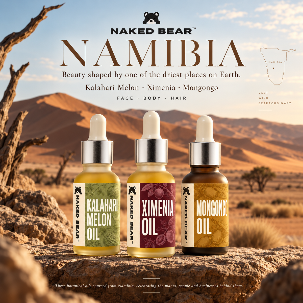 Naked Bear Namibia Collection with Ximenia, Kalahari Melon and Mongongo oils