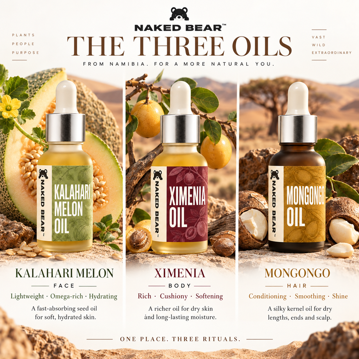 Naked Bear Namibia Collection with Ximenia, Kalahari Melon and Mongongo oils