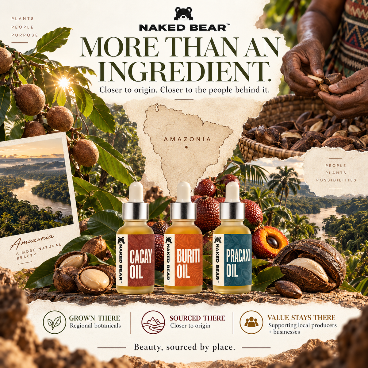 Naked Bear Amazonia Collection with Cacay, Buriti and Pracaxi oils
